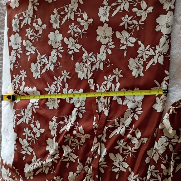 Peach Love California Burgundy/Brown Floral Dress, L - Picture 7 of 8